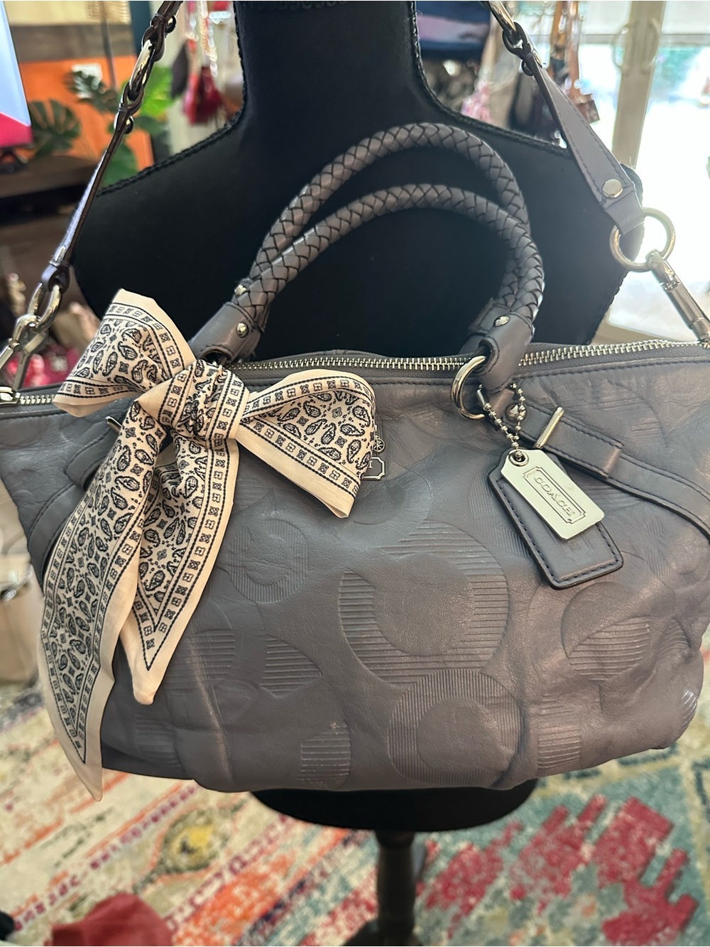 Coach Madison Sophia Embossed Signature Leather Shoulder Satchel